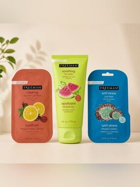Freeman Face Mask Bundle Watermelon Gel Anti-Stress Clay & Peel Masks
